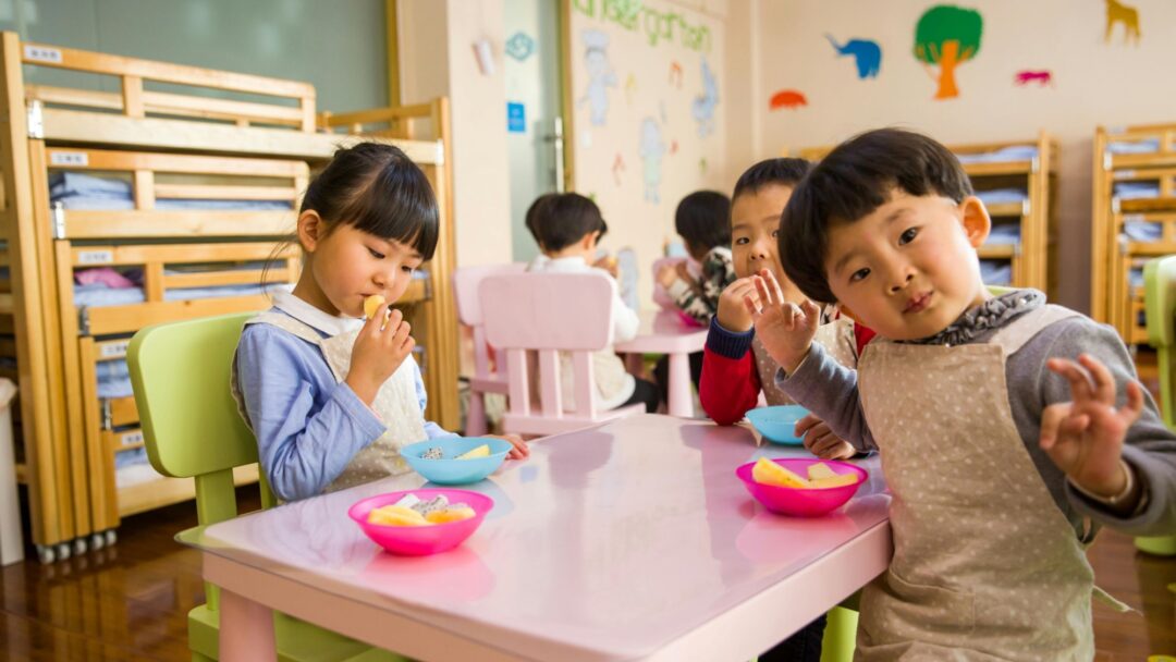 Children at a play table